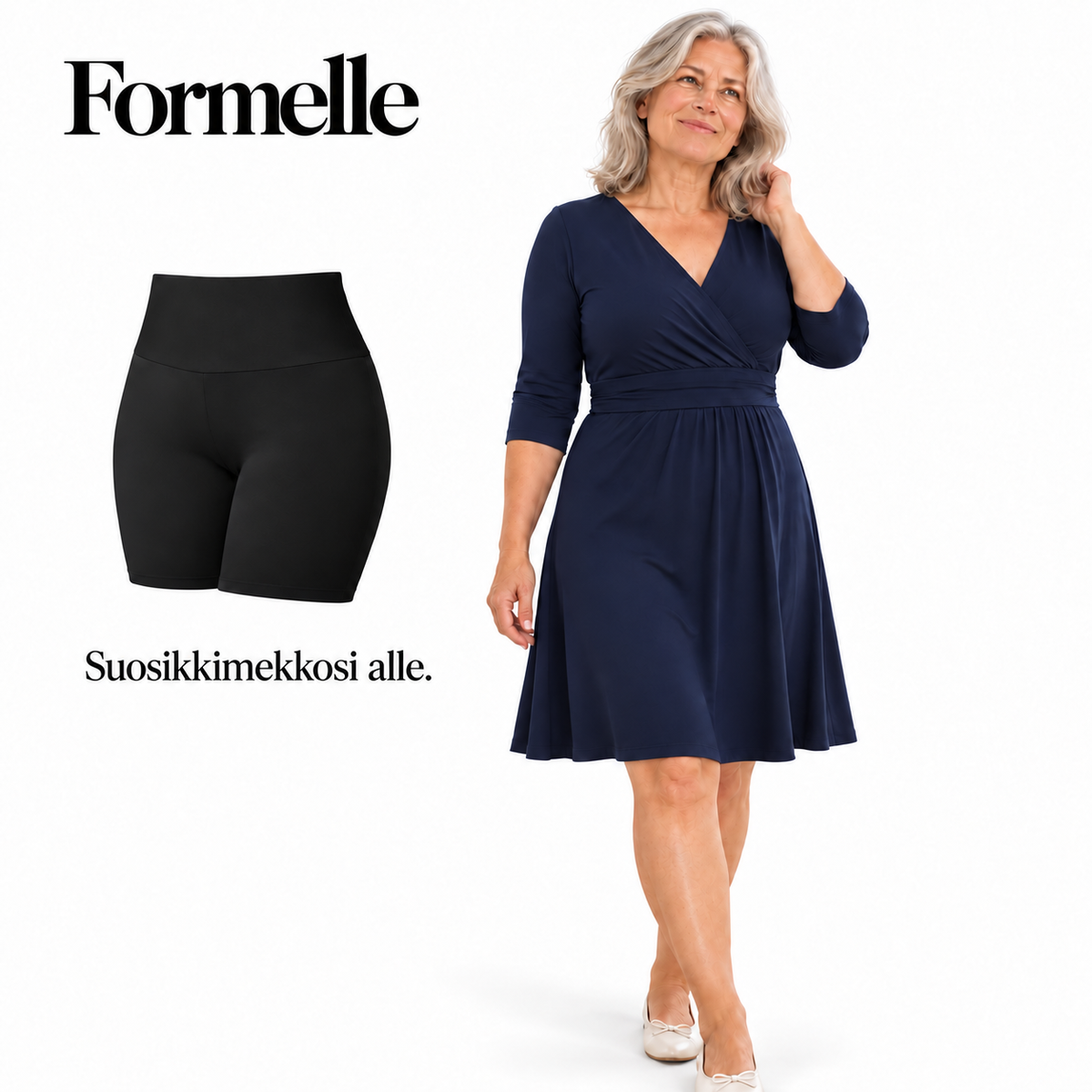 Formelle-muotoilushortsit suosikkimekon alla.
